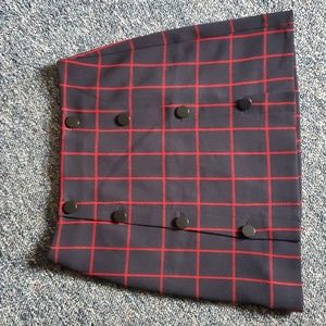 Black and Red Check Skirt